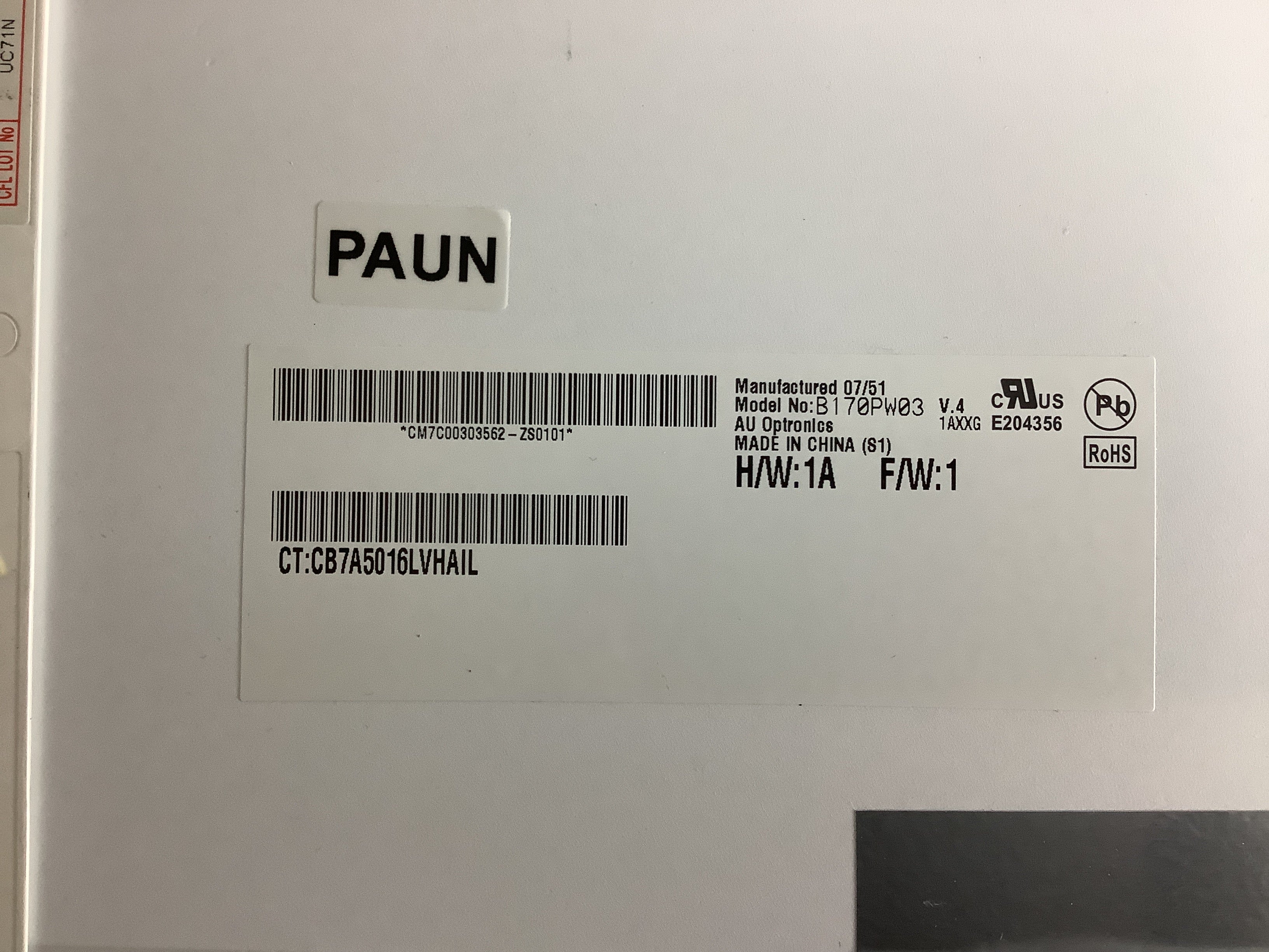 B170PW03 V.4 laptop screen image 4